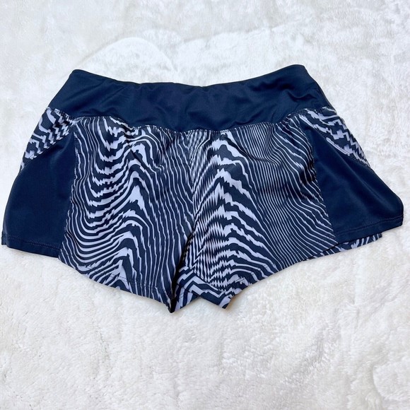 Nike Dri-fit Running Shorts Size XS Navy Blue Gray Zebra Print 905327 Drawstring - Picture 4 of 4